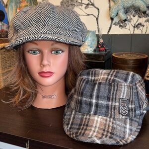 EUC Dakine wool-blend plaid cadet cap with a high pile lining AND wool-blend h
